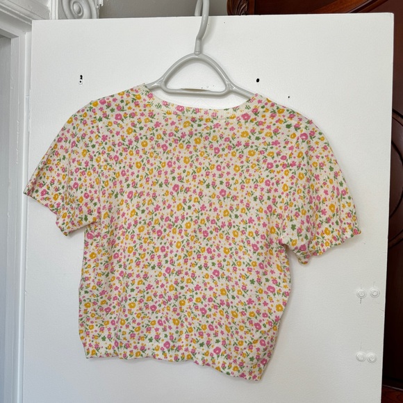 Cropped Floral T-shirt Top - Picture 1 of 4